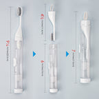 Linkidea 2 in 1 Portable Toothbrush Built-in Tube, Refillable Toothpaste Container Case, Travel Fold Kit with 2 Replace Head and 2 Cleaning Brushes (Blue, White)
