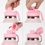 Linkidea 2 Pack Wide Mouth Water Bottle Lid with Handle Compatible with Hydro Flask Wide Mouth 12/16/18/20/32/40/64oz, Waterbottle Replacement Spout Lid (Light Pink)