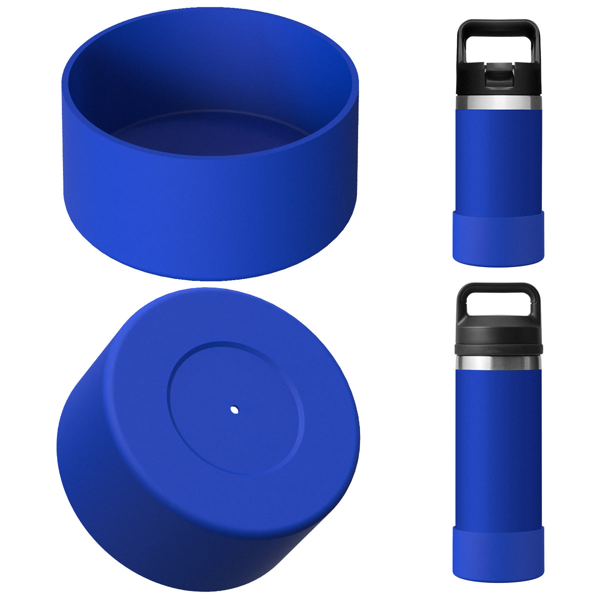 Linkidea Water Bottle Boot Compatible with YETI Rambler Jr. Kids 12oz, Rambler 12oz/18oz, Yonder 20oz/25oz, Silicone Anti-Slip Bottle Bottom Sleeve Bumper Protector (Navy Blue / 2 Pack)