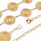 Plus Size Chain Belt for Women, Metal Chain Belt Belly Waist Chains, 59 Inch Adjustable Chunky Body Fashion Waist Jewelry Accessory (Gold, Daisy Style)