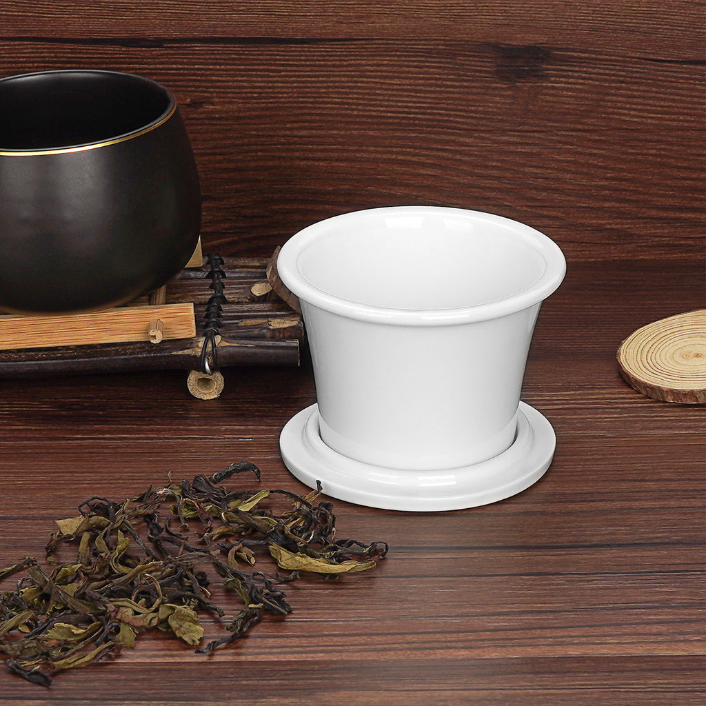 Linkidea Ceramic Tea Infuser with Lid, Tea Strainer Filter for Loose Leaf Tea, Compatible with Most Cup Mouth Diameter 3.15" - 3.5" Round Coffee Mugs, Dishwasher Safe
