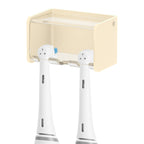 Linkidea Wall Mount Electric Toothbrush Holder with Cover, Acrylic Self-Adhesive Power Brush Stand, 3 Slot Organizer Compatible with Oral-B iO Series, Oral-B Pro 3000(Beige)