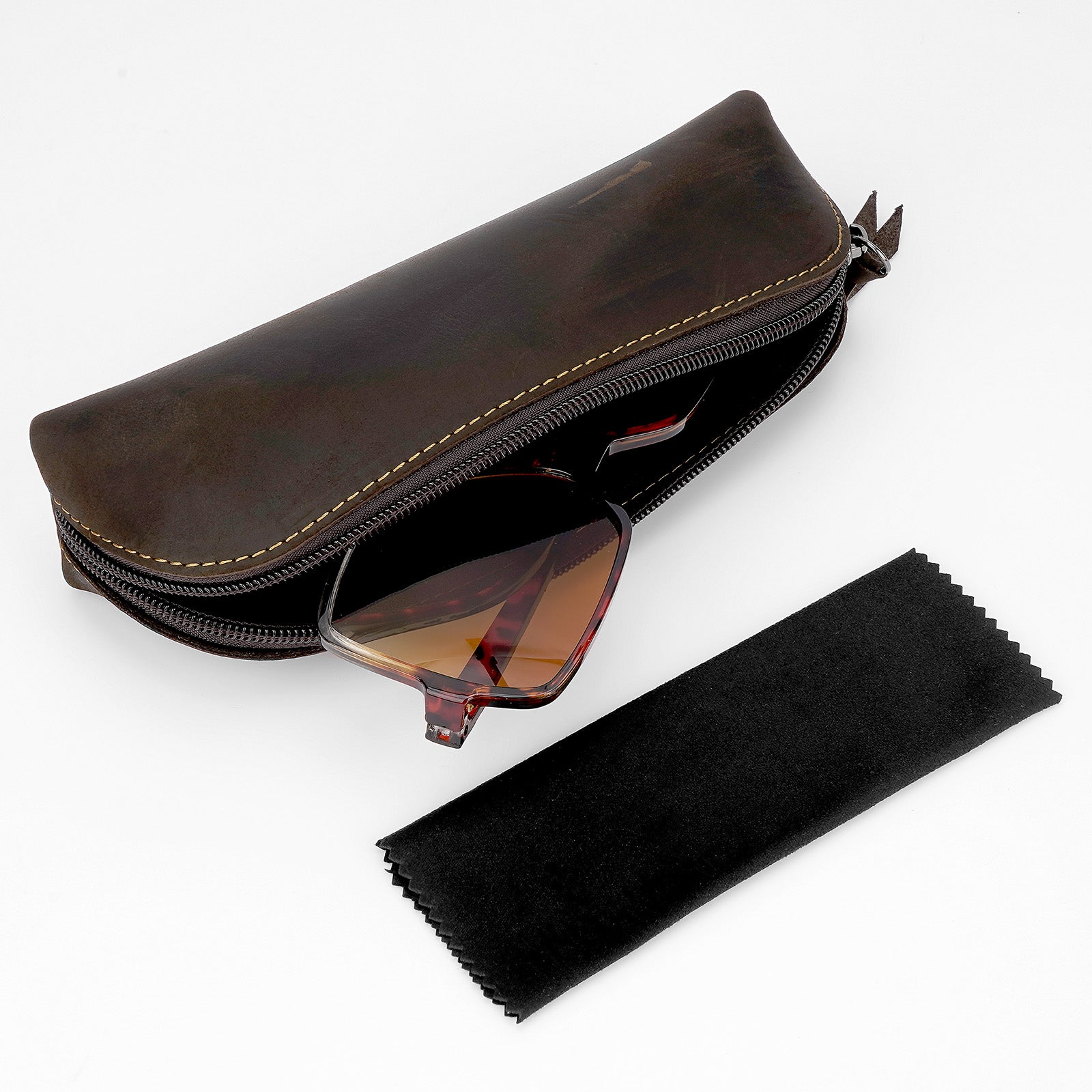 Extra Large Sunglasses Pouch Case, Vegan Leather Sun Glasses Organizer Soft Bag Compatible with DIOR Missdior B1U EverDior A1U GUCC1 GG0981S Prada PR 15W PR 24Z PR 15W (XXL, Coffee)