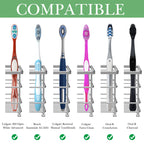 Linkidea Ventilated Toothbrush Holder for Bathroom, Stainless Steel Tooth Brush Stand for Toothbrush, Toothpaste, Razor, Hand Soap, Vanity Countertop 6 Slots Organizer (Chrome)