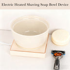 Linkidea Heated Shaving Soap Bowl for Men, Electric Shave Cream Warmer Maintains Warm Temperature, Wet Razor Shave Cream Bowl Accessories (Beige)