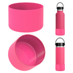 Linkidea 2 Pack Water Bottle Boot Compatible with Hydro Flask Wide Mouth 12oz/14oz/16oz/18oz/20oz, Silicone Bottle Bottom Sleeve Bumper Protector (Pink)