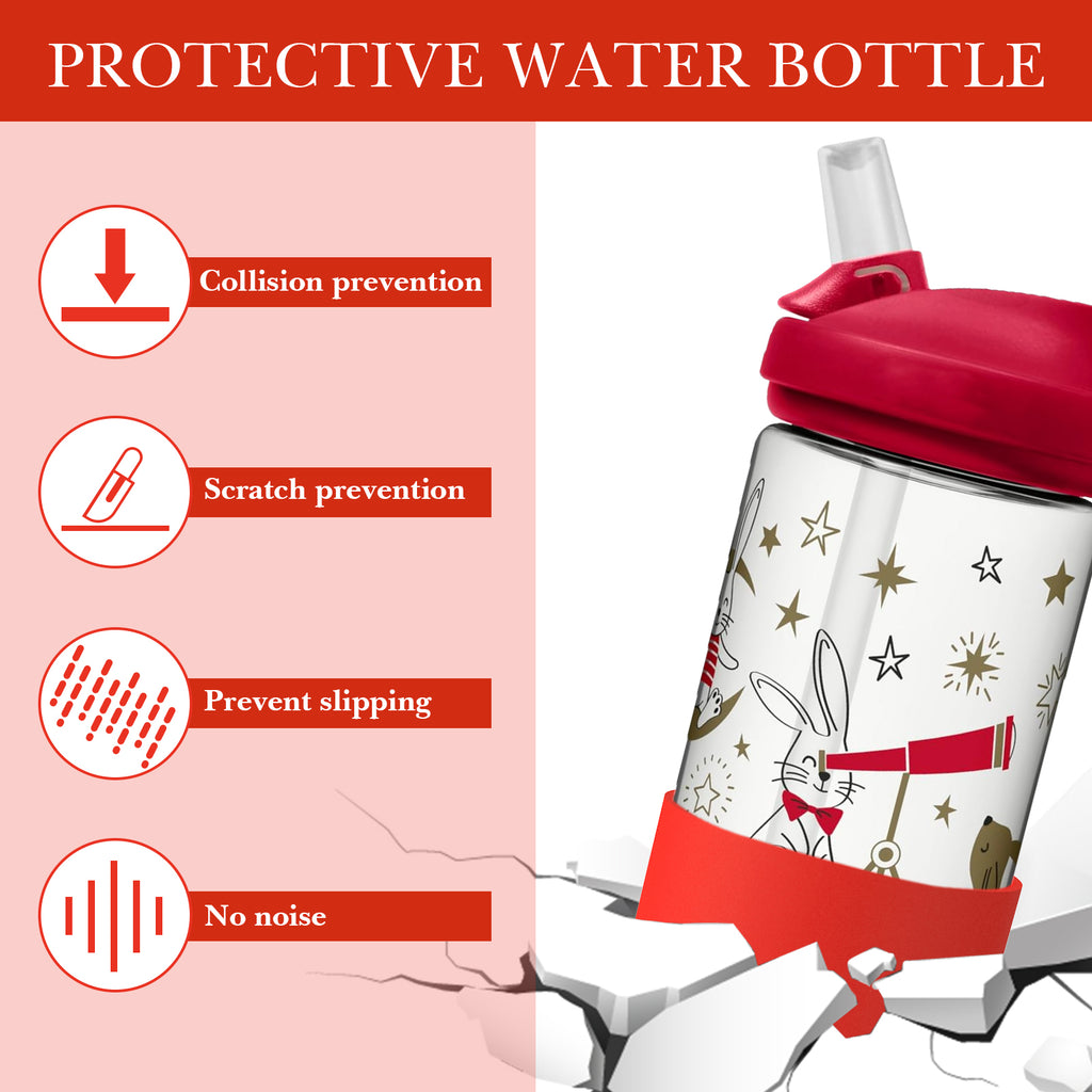 Linkidea 2 Pack Water Bottle Boot Compatible with CamelBak Eddy+20oz/25oz, Chute Mag 20oz/25oz, Carry Cap, Silicone Anti-Slip Bottle Bottom Bumper Protector (Red)