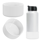 Linkidea Water Bottle Boot Compatible with IRON °FLASK Wide Mouth 32oz/40oz, Narrow Mouth 32oz, Silicone Bottle Bottom Sleeve Cover Protector, Bottle Bumper (White / 2 Pack)