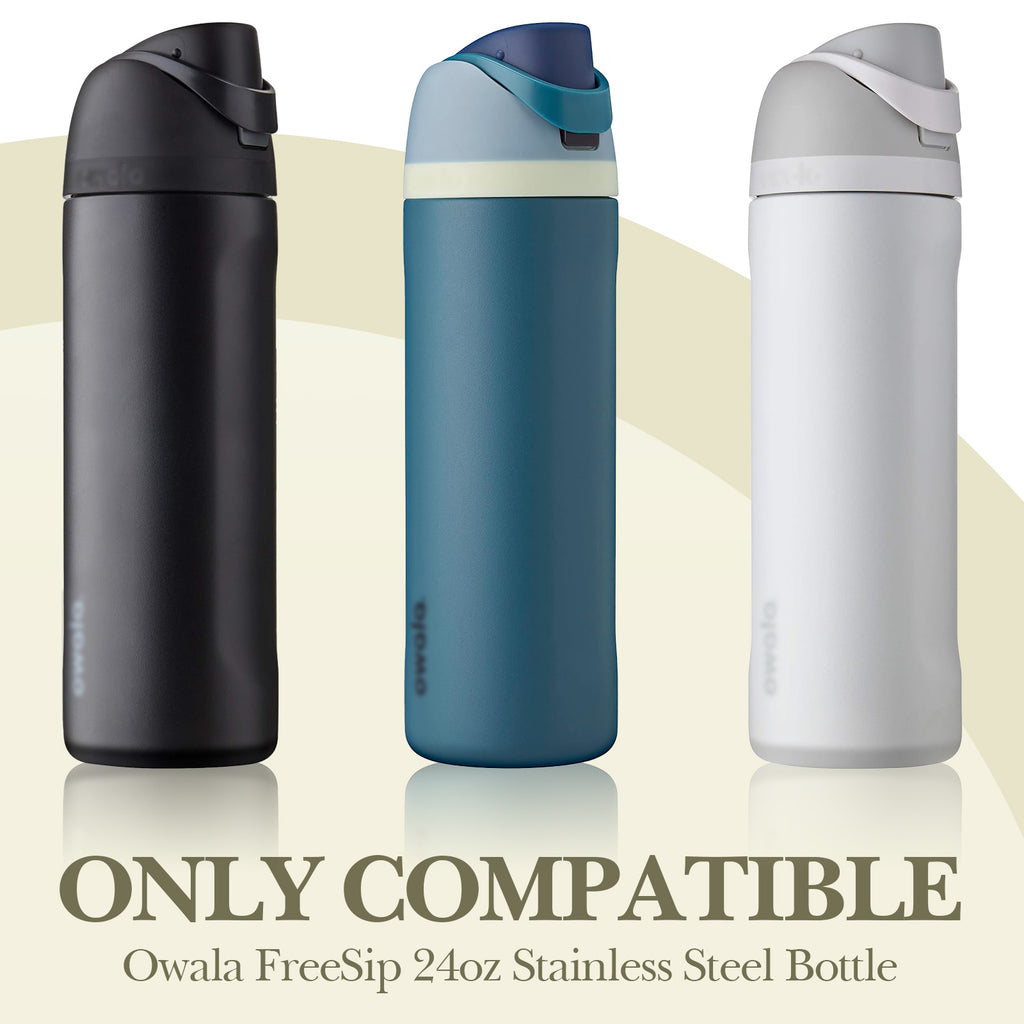 Linkidea Silicone Water Bottle Sleeve Compatible with Owala FreeSip 24oz, Anti-Slip Protector Waterbottle Boot, Bottle Bumper Cover, Off White
