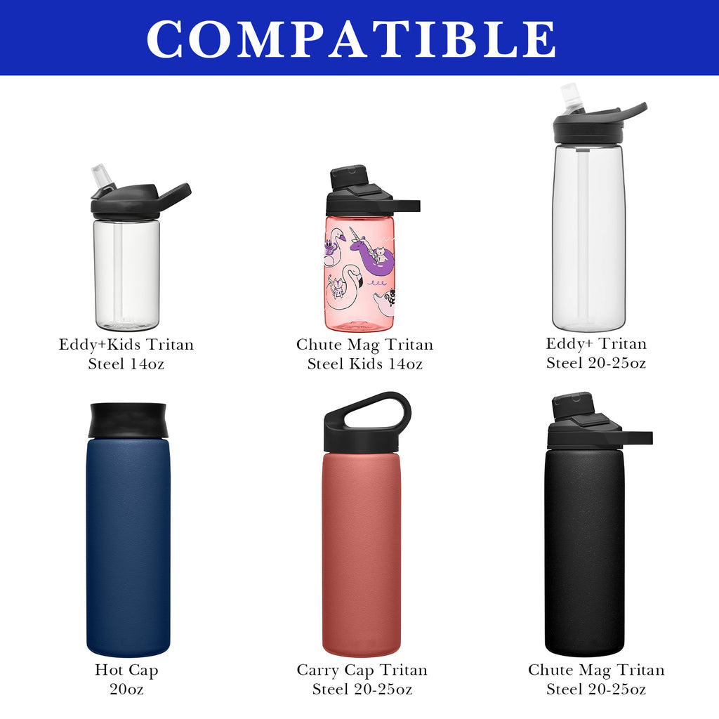 Linkidea 2 Pack Water Bottle Boot Compatible with CamelBak Eddy+20oz/25oz, Chute Mag 20oz/25oz, Carry Cap, Silicone Anti-Slip Bottle Bottom Bumper Protector (Navy Blue)