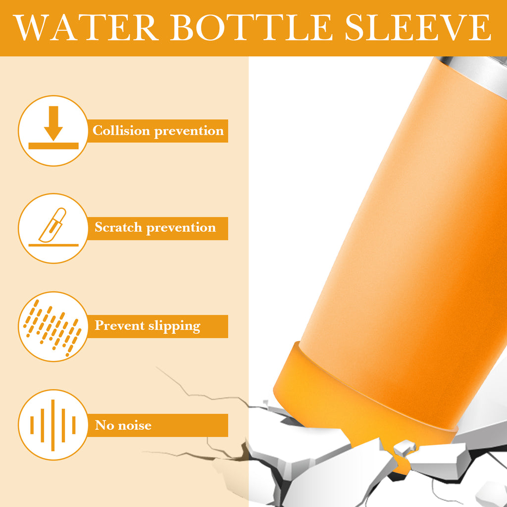 Linkidea 2 Pack Water Bottle Boot Compatible with YETI Tumbler 20oz/30oz, Travel Mug 20oz/30oz, Silicone Anti-Slip Waterbottle Bottom Sleeve Cover Protector (Orange)