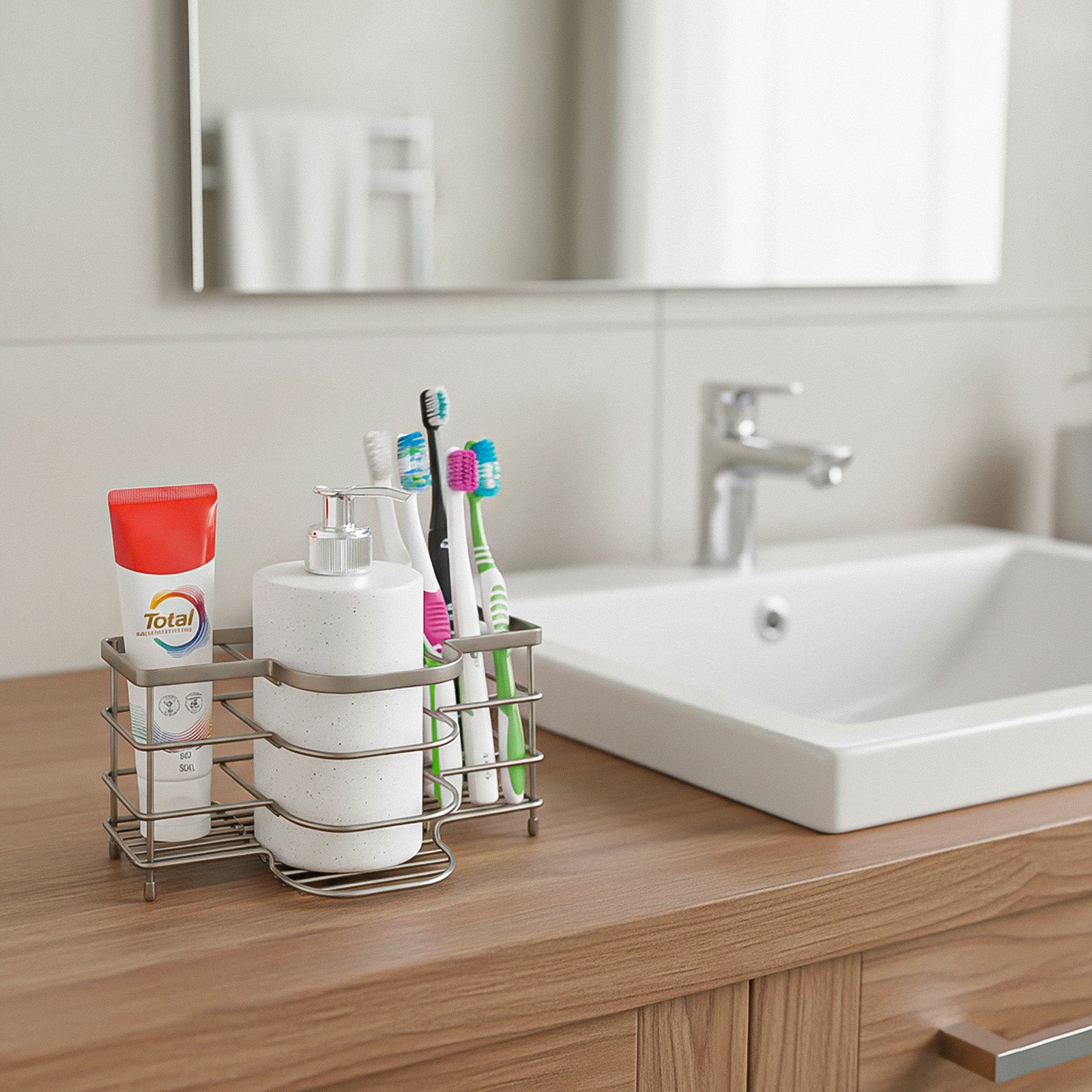 Linkidea Stainless Steel Electric Toothbrush Stand for Shower Bathroom, Wall Mounted Tooth Brush Holder, 7 Slots Multifunctional Organizer for Razor, Shaver, Comb