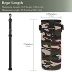 Linkidea Water Bottle Fence Sleeve with Hook Compatible with YETI Rambler Bottle 18oz, Hydro Flask Wide Mouth Bottle 18oz/20oz, Neoprene Bottle Shoulder Strap Bag for Outdoor Sports, Camo