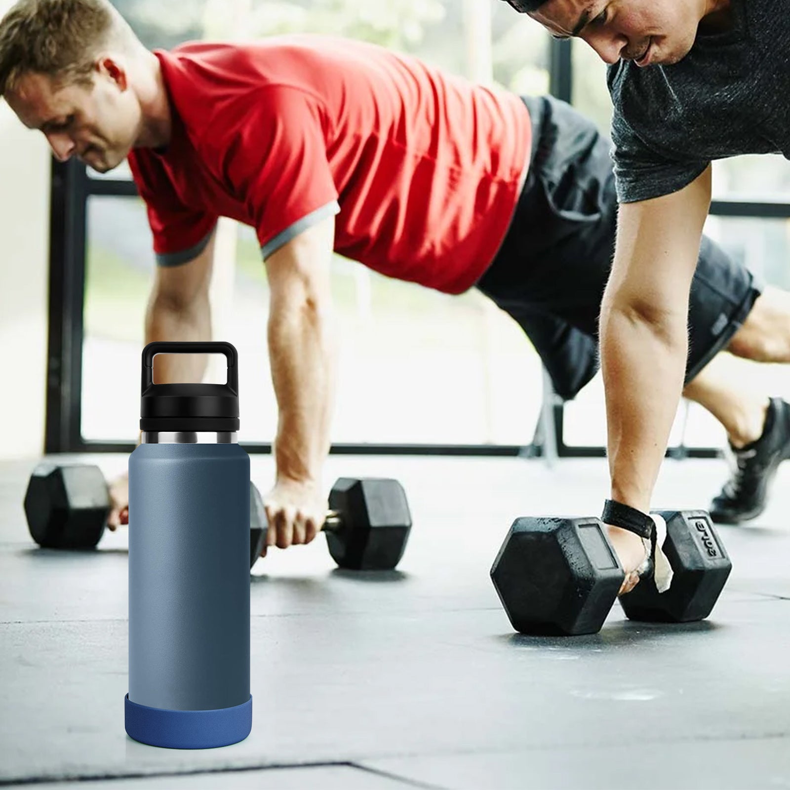 Linkidea 2 Pack Water Bottle Boot Compatible with YETI Rambler Bottle 26oz, Yonder 34oz, Silicone Anti-Slip Bottle Bottom Sleeve Bumper Protector (Nordic Blue)