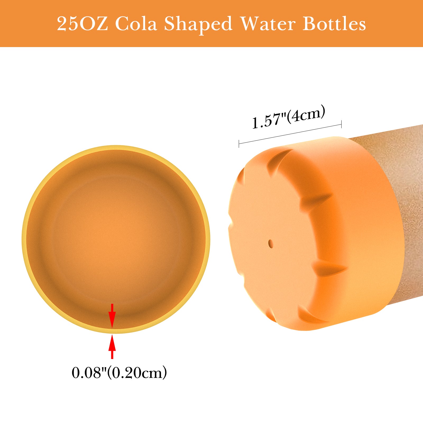 Linkidea 2 Pack Water Bottle Boot Compatible with 25oz S'well ORIGINAL, BJPKPK, Konokyo 25oz Cola Shaped Bottles, Silicone Bottle Boot Bottom Sleeve Cover Protector, Bottle Bumper (Orange)