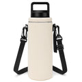 Linkidea Water Bottle Carrier with Strap Compatible with YETI Rambler Bottle 26oz, Waterbottle Sling Bag Holder with Shoulder Strap, Off White