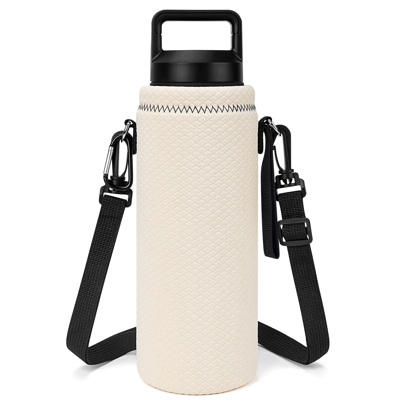 Linkidea Water Bottle Carrier with Strap Compatible with YETI Rambler Bottle 26oz, Waterbottle Sling Bag Holder with Shoulder Strap, Off White