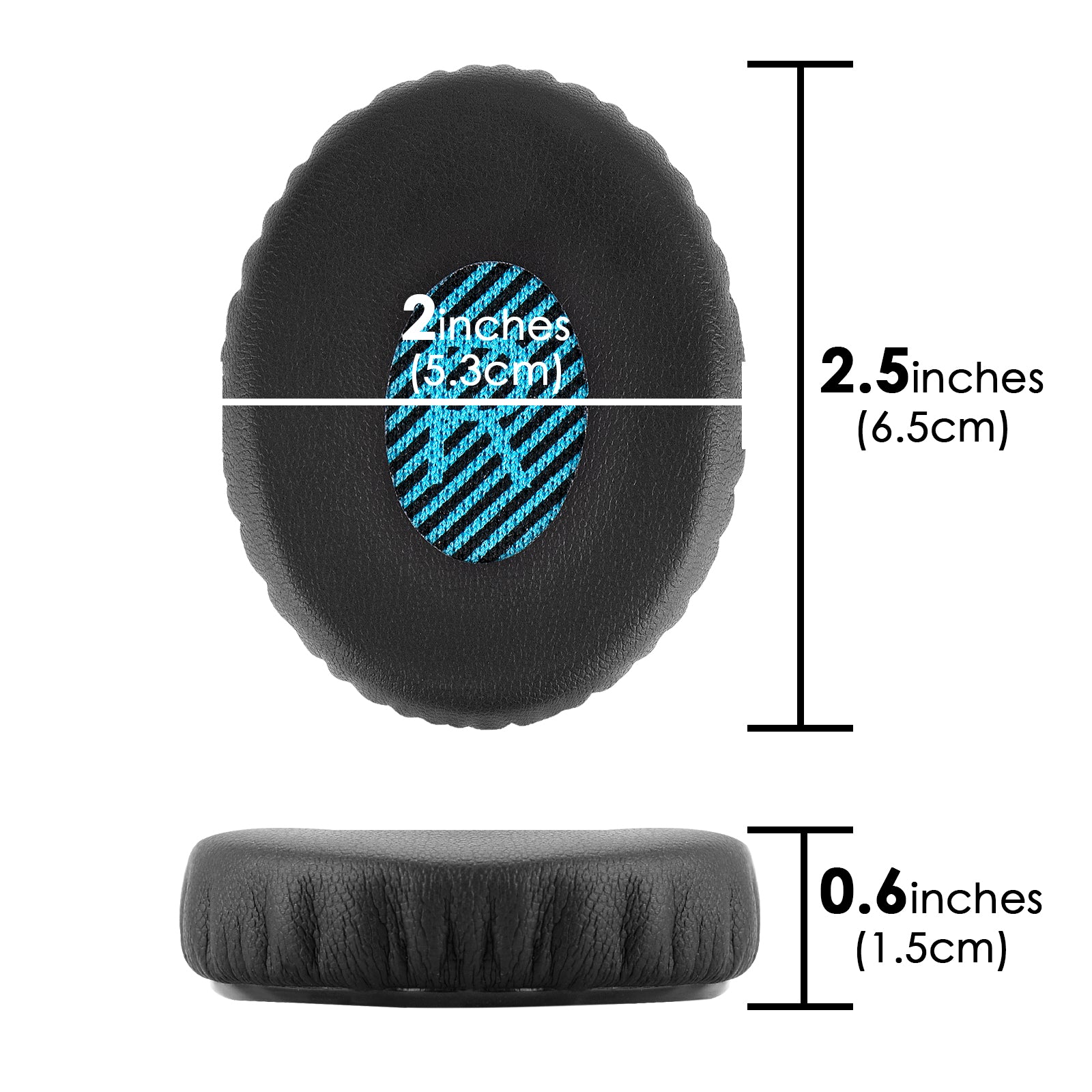 Replacement Ear Pads for Bose On-Ear OE2/OE2i, SoundTrue, SoundLink On-Ear (OE) Ear Headphones, Headset Earpads ( Protein Leather / Black-Blue Mesh )