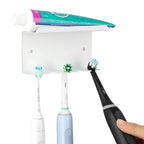 Linkidea Wall Mount Electric Toothbrush Holder for Bathroom, Aluminum Self Adhesive 5 Slots Tooth Brush Organizer Hanger Compatible with Oral-B iO Series, Philips Sonicare 5100/5300 (White)