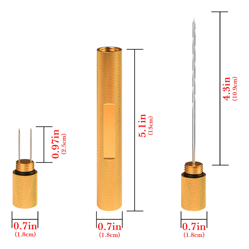 Linkidea Aluminum Alloy Cigar Draw Enhancer Tool, 2-in-1 Cigar Punch Cutter Draw Cigar Tool with Twin Needle, Sharp Punch Cigar Cutters for Gift (Gold)