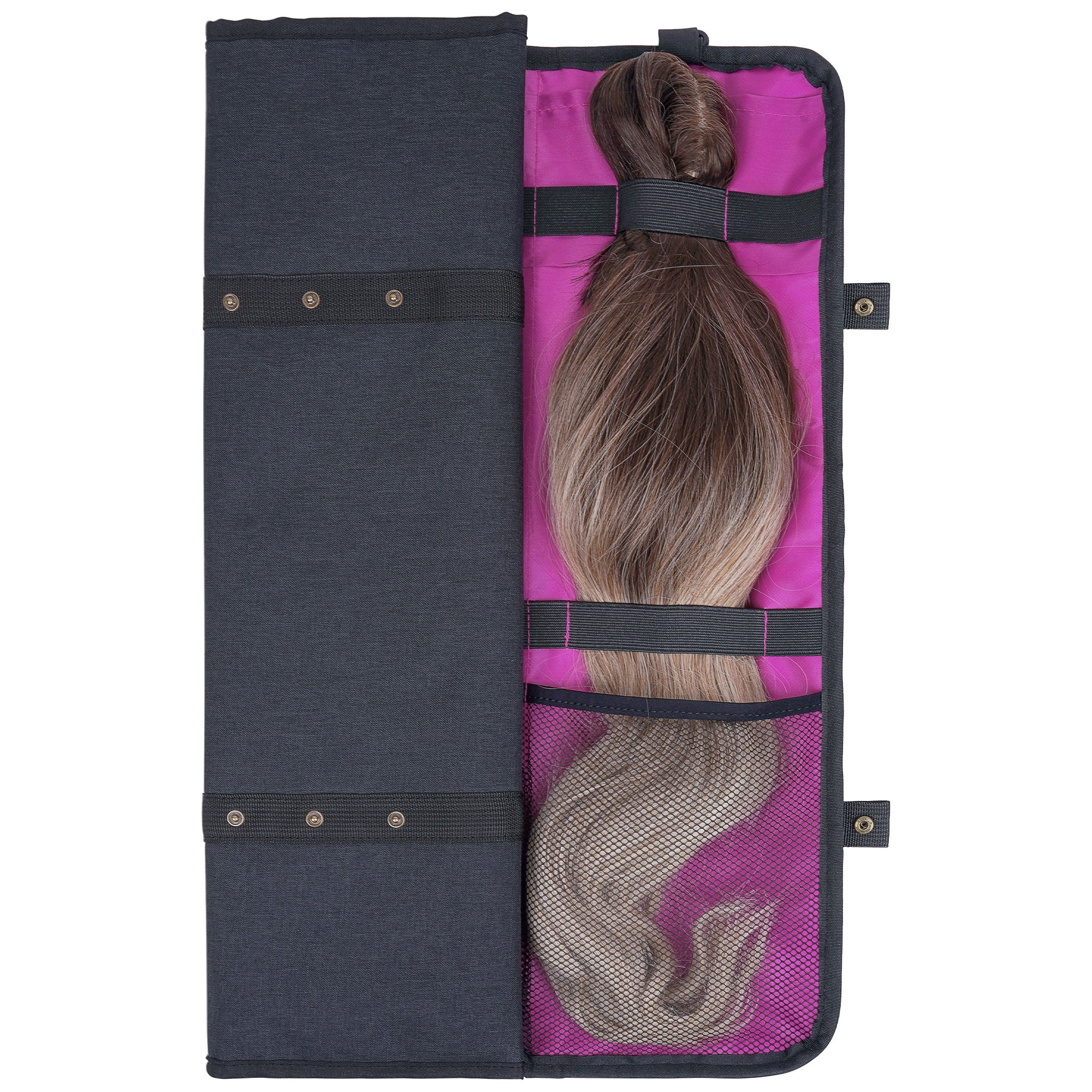 Linkidea Hair Extension Hanger with Storage Bag, 27.1-Inch Travel Hairpiece Holder Organizer, 4-Hook Large Capacity Carrier for Wigs, Weaves, Clip In Extensions, Bundles, Black