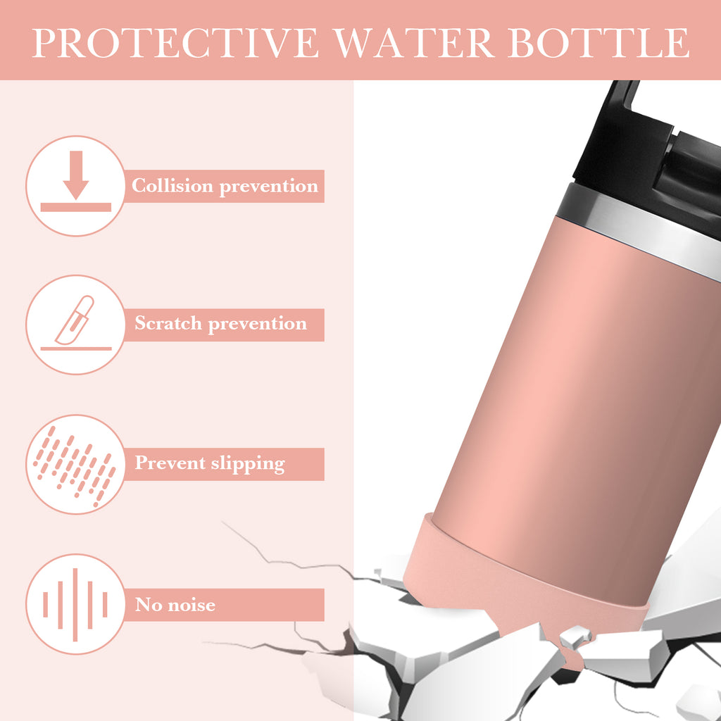 Linkidea 2 Pack Water Bottle Boot Compatible with YETI Rambler Jr. Kids 12oz, Rambler Bottle 12oz/18oz, Yonder 20oz, Silicone Anti-Slip Bottle Bottom Bumper Protector (Ice Pink)