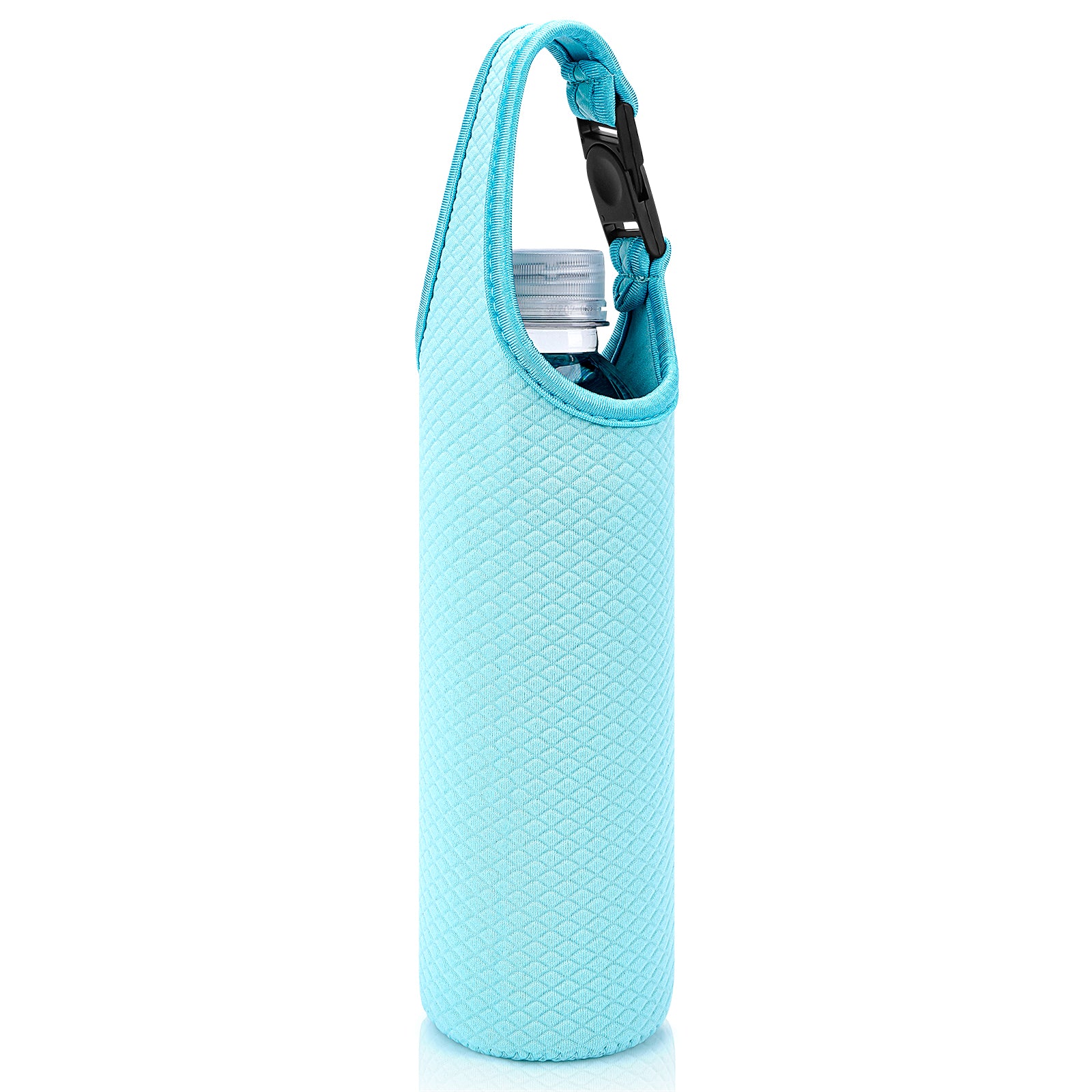 Linkidea Plastic Bottled Water Sleeve with Carry Strap Compatible with 16.9/20 Fl Oz Lifewtr, Smartwater, Portable Disposable Water Bottle Cover Holder for Outdoor, Light Blue