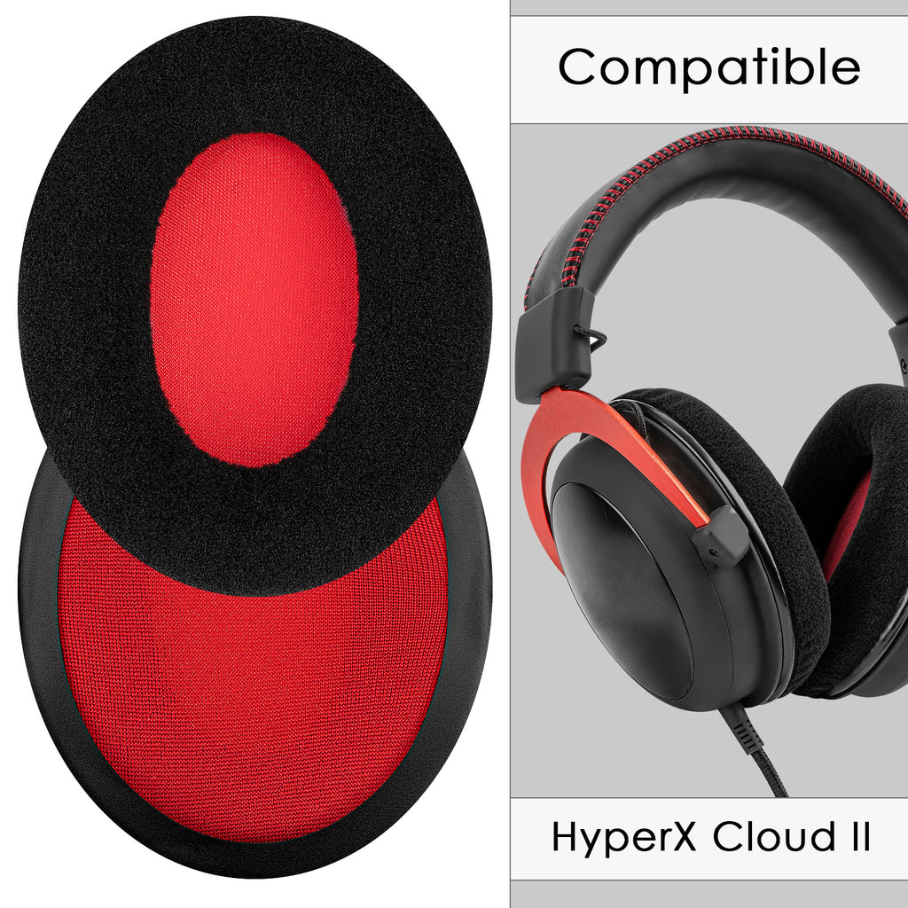 Linkidea Replacement Ear Pads for HyperX Cloud Stinger/Flight/X/II/III/Alpha/Core/Mix Headphones (Velour / Black Red)