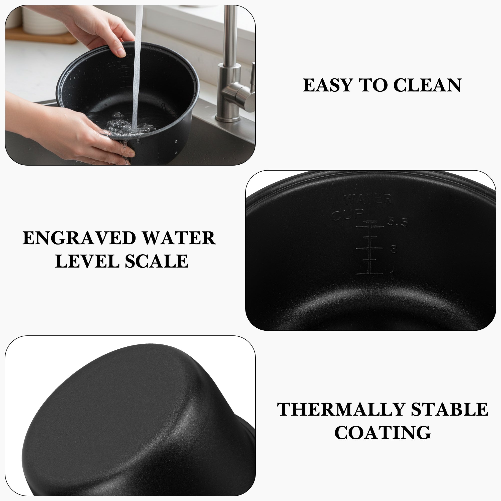Linkidea Rice Cooker Aluminum Alloy Inner Pot Compatible with Tiger JBV-A10U, JBV-S10U Dishwasher Safe, Replacement Bowl