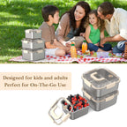 Linkidea 3 Pack Square 304 Stainless Steel Fruit and Food Containers with Lid, Preservation Box Container Fridge Fresh-Keeping, Fruit Storage Container with Handle Oven/Dishwasher Safe (Silver)
