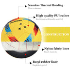 Linkidea Size 4 Thermally Bonded PU Leather Soccer Ball, Long Lasting Soccer Ball with Seamless Stitching, Training Soccer Ball for Turf, Grass Surfaces with Pump (Yellow)