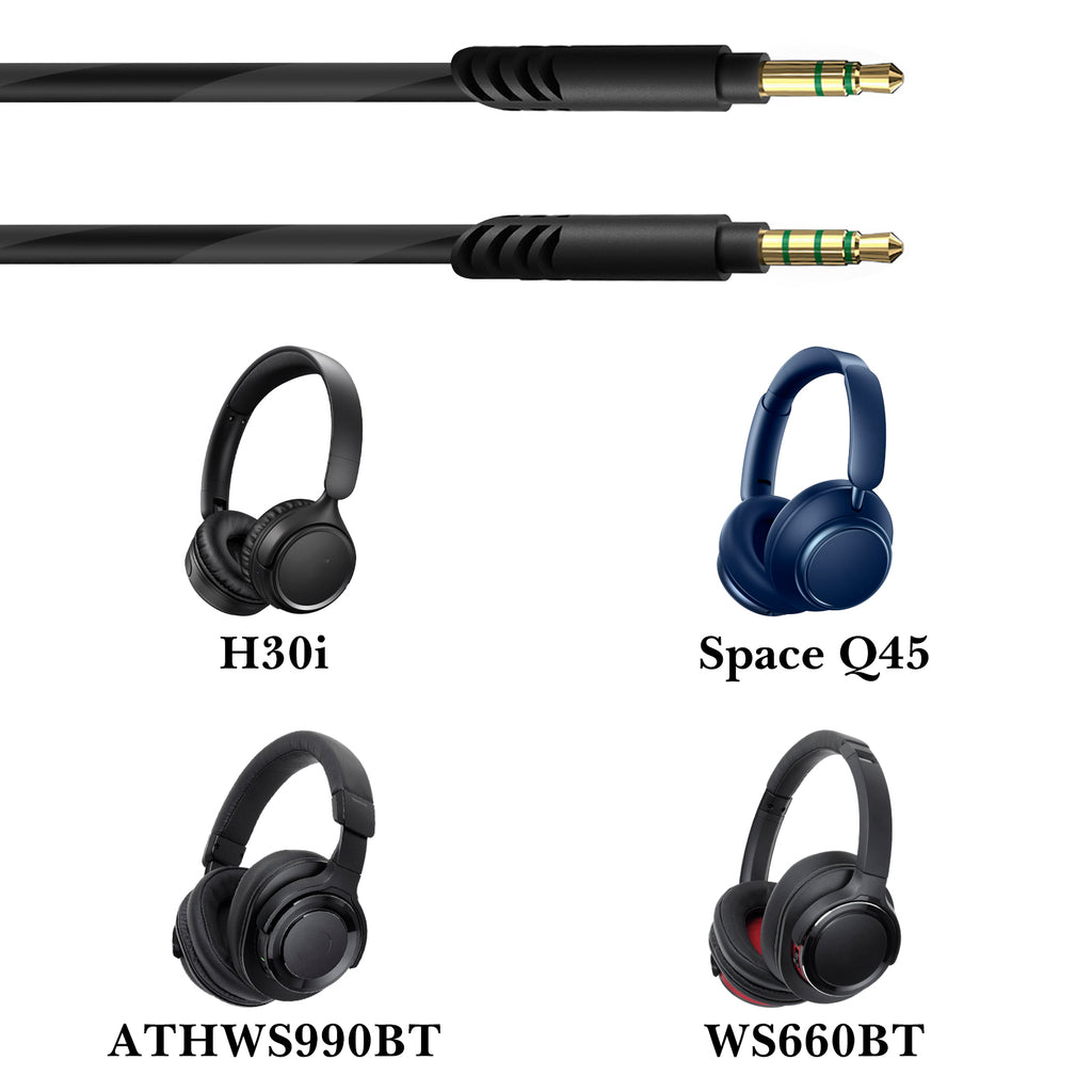 Linkidea Audio Cable with Mic for Soundcore Life Q20/Q30 Space Q45 H30i, ATHWS990BT WS660BT Headphones, 3.5mm to 3.5mm Replacement Aux Cord (4.9 ft / 1.5 m)