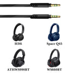 Linkidea Audio Cable with Mic for Soundcore Life Q20/Q30 Space Q45 H30i, ATHWS990BT WS660BT Headphones, 3.5mm to 3.5mm Replacement Aux Cord (4.9 ft / 1.5 m)