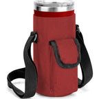 Linkidea Tumbler Carrier with Strap Compatible with YETI Rambler Tumbler 20oz, IRON °FLASK Classic Tumbler 2.0 20/24oz, Coffee Mug Sling Bag Holder, Shoulder Strap with Pocket, Red