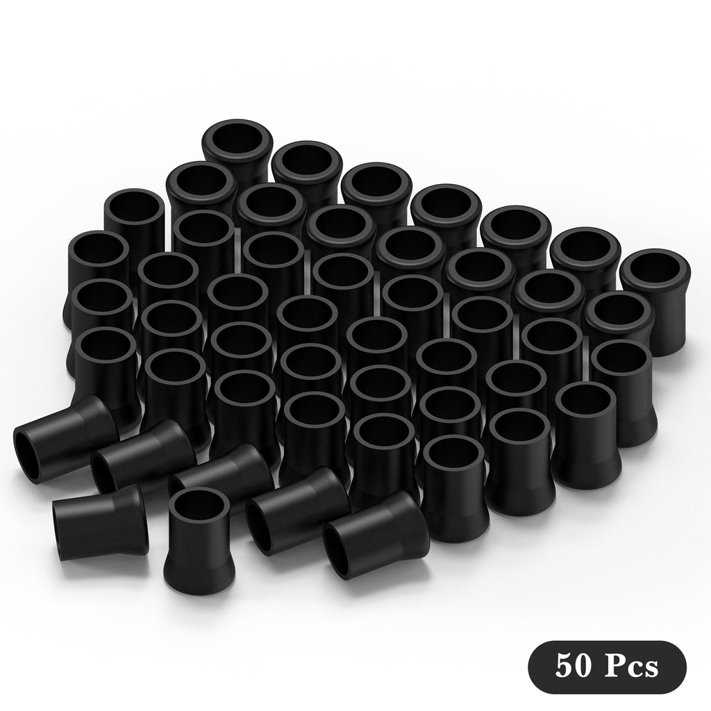Linkidea 50 Pcs Silicone Pipe Bits for Smoking Pipes, Soft Silicone Bite Guards & Stem Protectors for Small/Medium Classic Pipes, Mouthpiece Clenchers (Black)