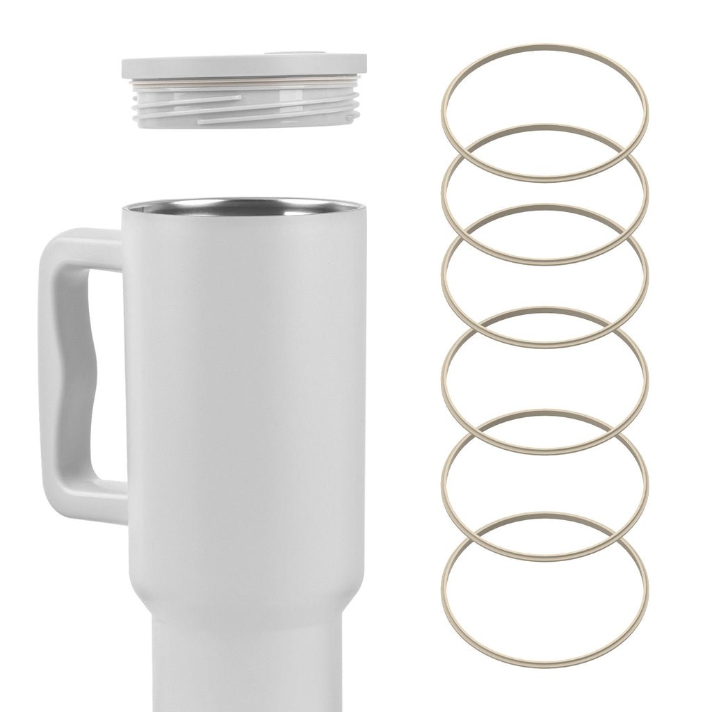 Linkidea 6 Pack Water Bottle Gasket Replacement Compatible with Simple Modern Trek 40oz Tumbler, Silicone O Ring Leak Proof Rubber Seal with Tweezer for Bottle Lid, Apricot