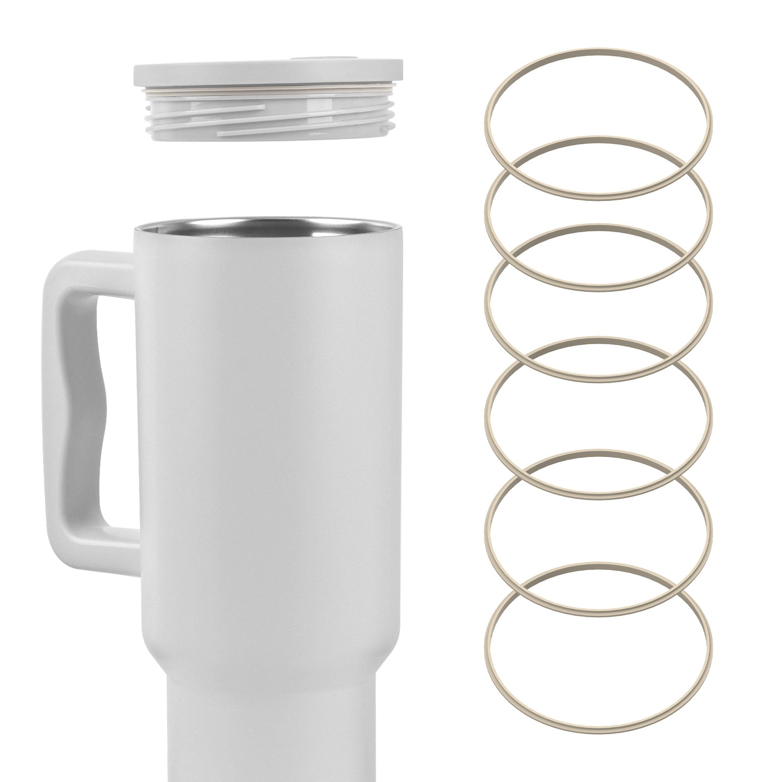 Linkidea 6 Pack Water Bottle Gasket Replacement Compatible with Simple Modern Trek 40oz Tumbler, Silicone O Ring Leak Proof Rubber Seal with Tweezer for Bottle Lid, Apricot