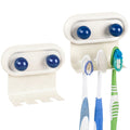 Linkidea 2 Pack Wall Mount Toothbrush Holder for Bathroom, 3 Slots Self Adhesive Iron Brush Hanger Compatible with Oral-B CrossAction, Colgate ExtraClean(Multi)