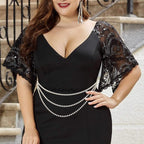 Plus Size Chain Belt for Women, 3 Layers White Pearl Waist Chains, Extra Large Body Chain, 33.4-59 Inch Adjustable Chunky Belt Chain