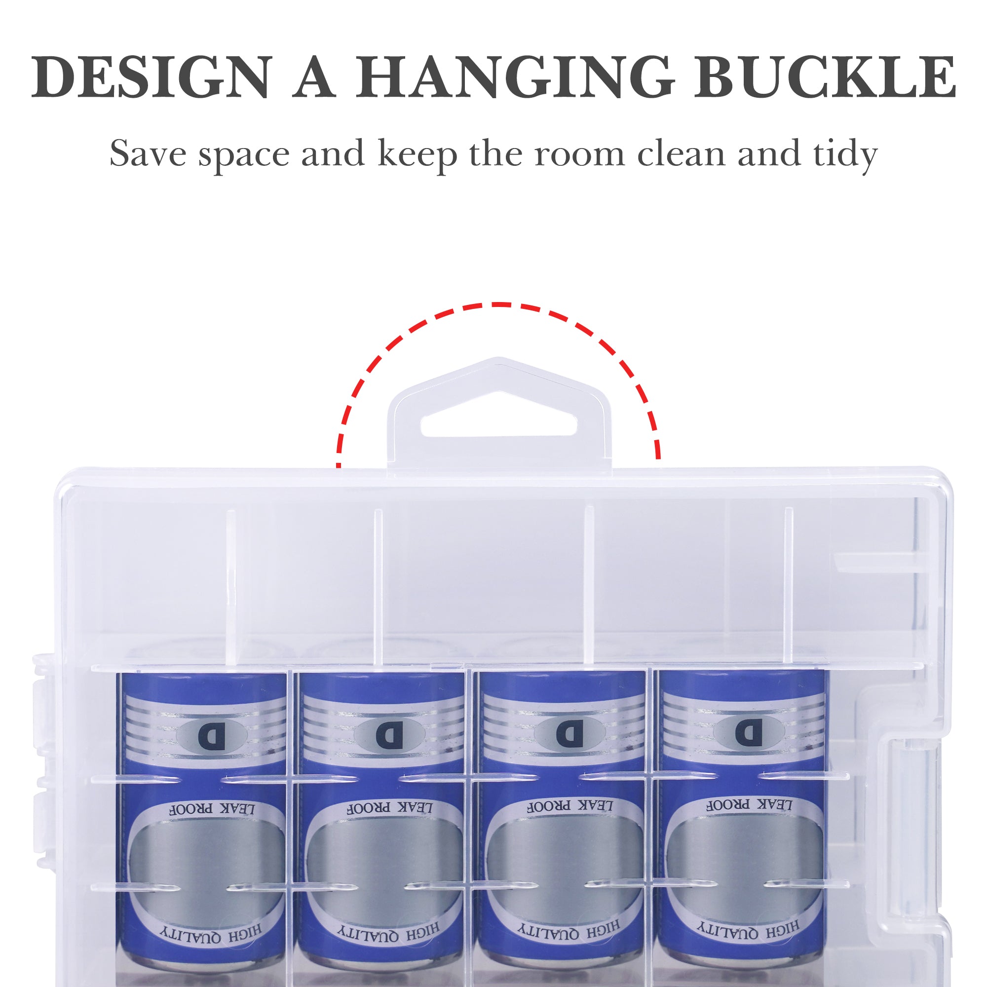 Linkidea Plastic Battery Organizer Case for AA/AAA/C/D/9V, Storage Box Holds 29 Batteries with Dividers, Portable for Home & Outdoor (Clear)