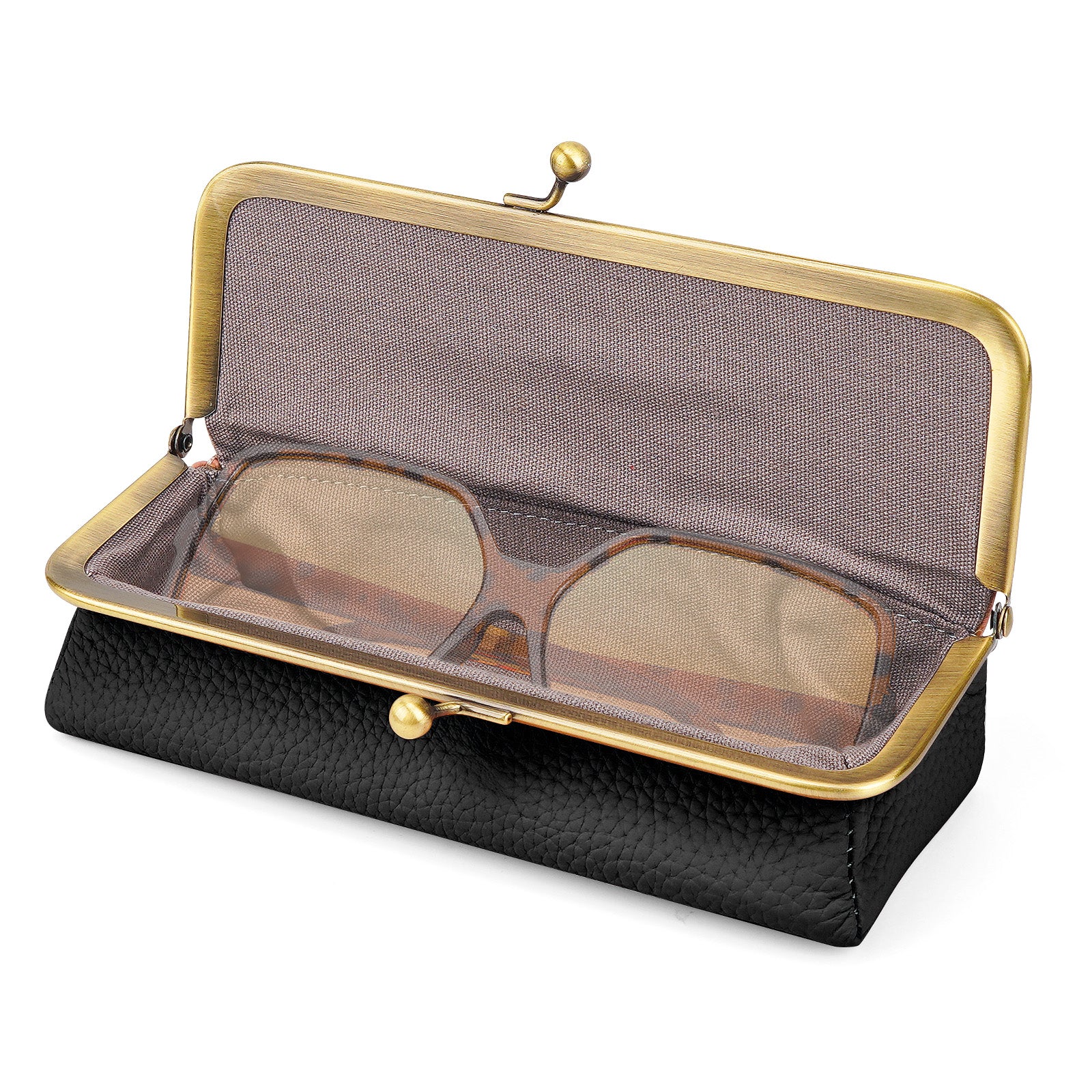 Extra Large Sunglasses Pouch Case, Black Vegan Leather Shades Organizer Soft Bag Compatible with RayBan RB4401D RBS0101S RB8097 RB8089 QUAY Versace VE4395