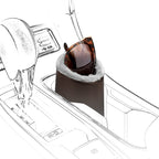 Extra Large Sunglasses Stand Compatible with Car Cup Holder, Plush Lined Vegan Leather Eyewear Storage, Scratch Protection (Brown)