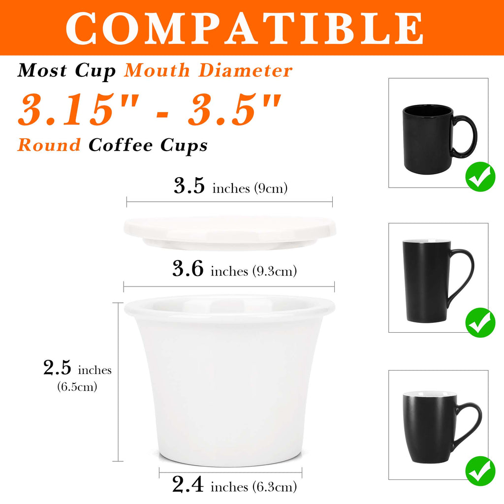 Linkidea Ceramic Tea Infuser with Lid, Tea Strainer Filter for Loose Leaf Tea, Compatible with Most Cup Mouth Diameter 3.15" - 3.5" Round Coffee Mugs, Dishwasher Safe