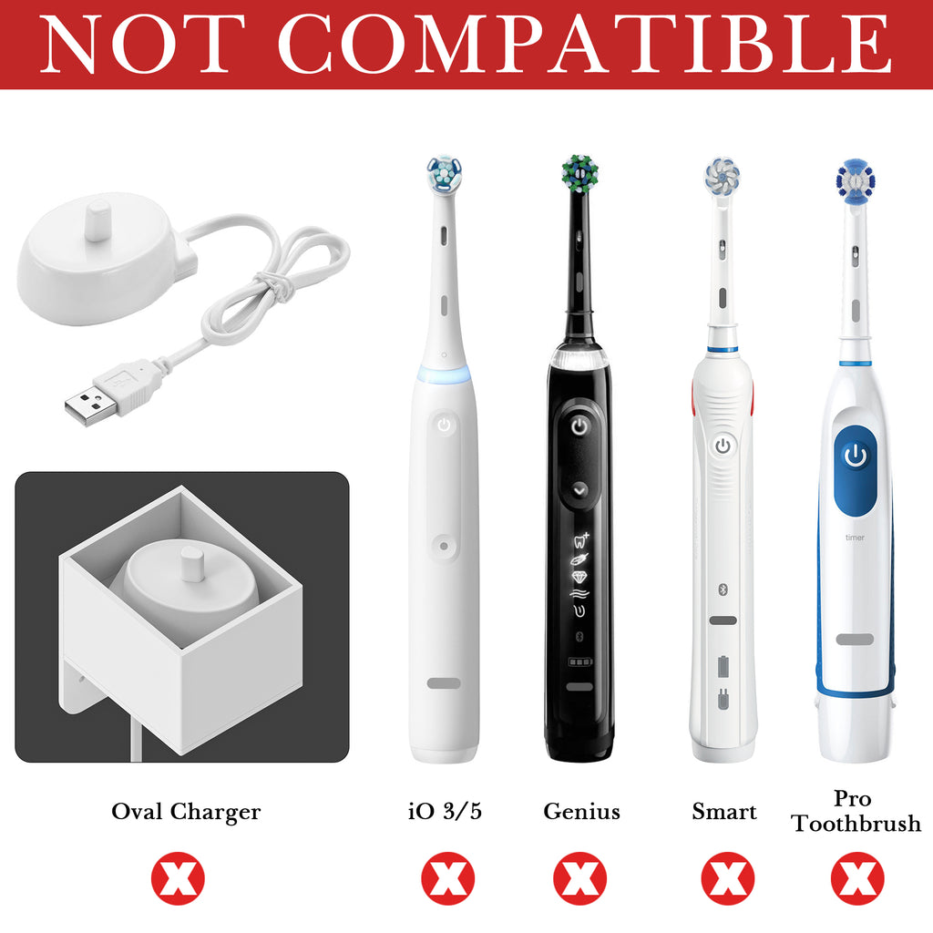 Linkidea Wall Mount Electric Toothbrush Charger Holder with Cable Organizer, Self-Adherent Powered Tooth Brush Stand Compatible with Oral-B iO Series 7/8/9 Round Charger Only