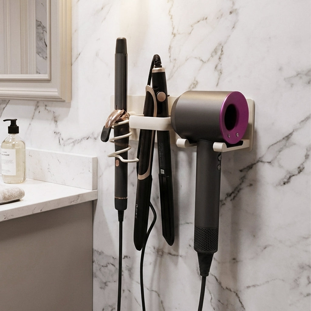 Linkidea Hair Dryer Holder Wall Mounted with Hook, Hairdressing Tools Organizer for Bathroom, Compatible with Dyson Supersonic Origin, Supersonic Neural (Creamy)
