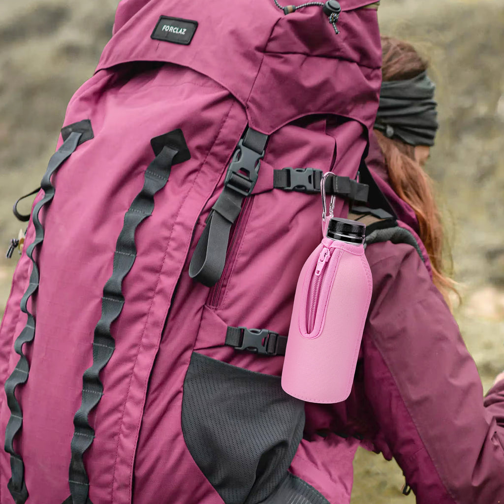 Linkidea 2 Pack Disposable Water Bottle Sleeve Compatible with 16.9 Fl Oz PRIME Hydration, BODYARMOR, Gatorade Fit, Insulated Plastic Sports Drink Cover with Lockable Zipper, Pink