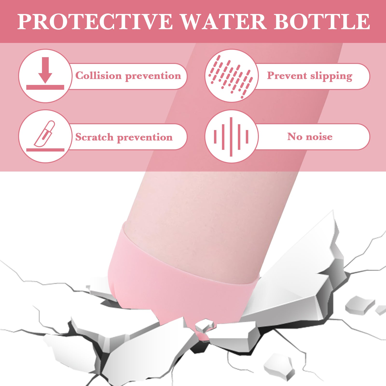 Linkidea 2 Pack Water Bottle Boot Compatible with 17oz ORIGINAL, BJPKPK, MIRA Cascade Cola Shaped Bottles, Silicone Bottle Bottom Sleeve Bumper Protector (Light Pink)