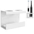 Linkidea Wall Mount Electric Toothbrush Holder for Bathroom, 2 Slots Aluminum Alloy Hanger, Self Adhesive Organizer Compatible with Oral-B iO Series (White)