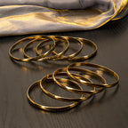 75 mm (2.95") Bangle Set for Women, 6 mm Wide Gold-Tone Stainless Steel Stackable Bracelets - Fits Palm Width up to ~110 mm