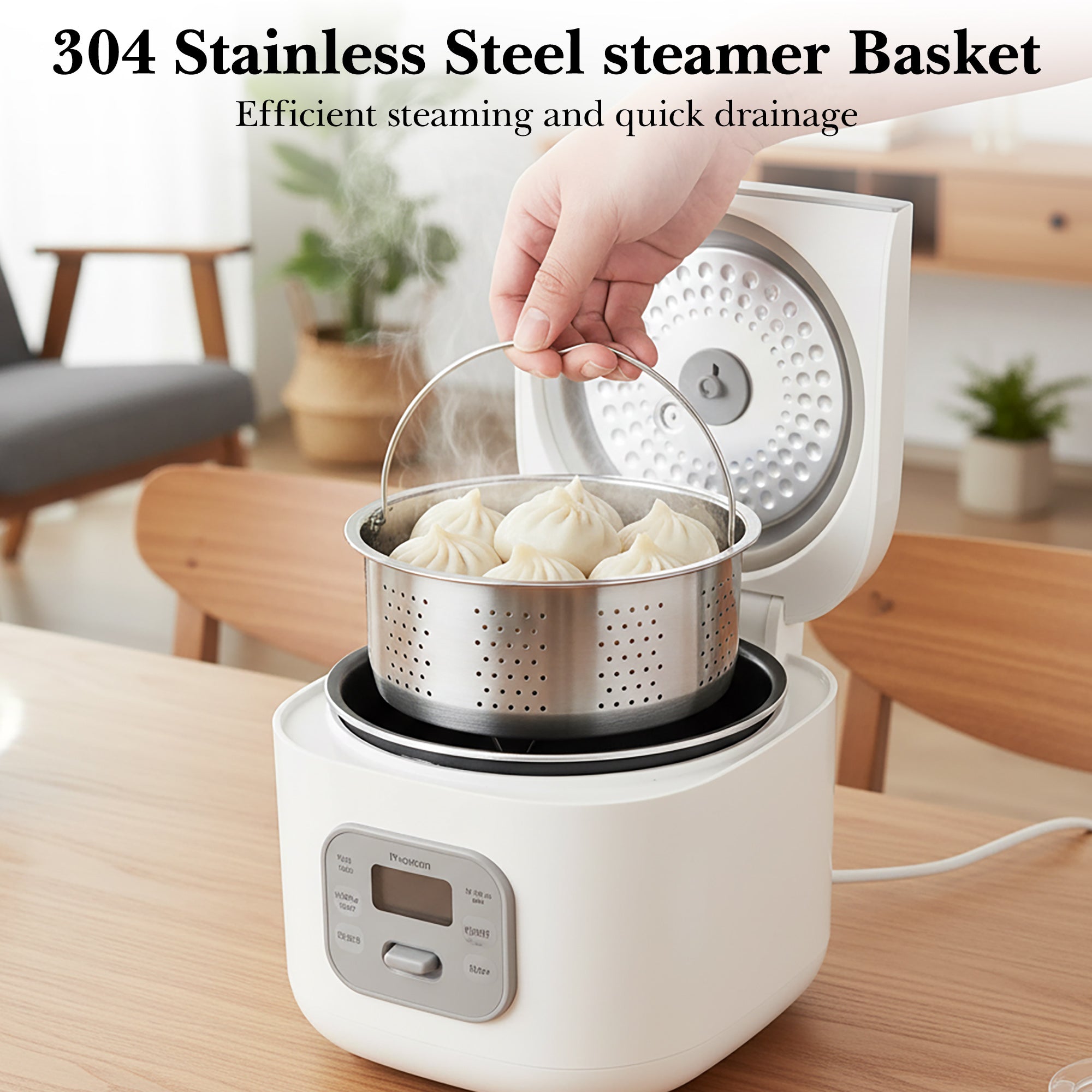 Linkidea 304 Stainless Steel Rice Cooker Steamer Tray Compatible with AROMA-ARC-954SBD, Multi-Purpose Vegetable Steamer Basket for Pots